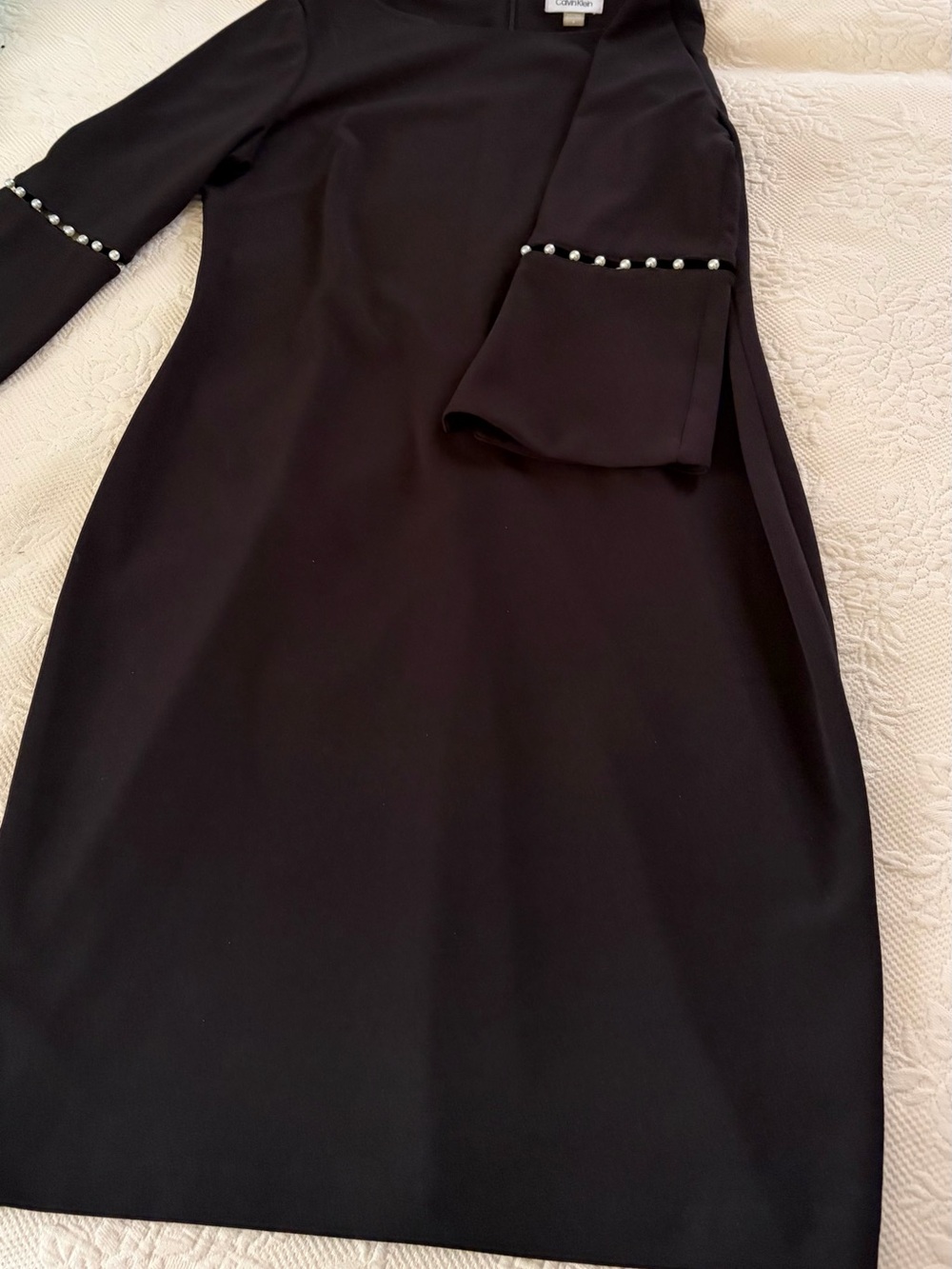 Calvin Klien Black Pearl-Trim Shift Dress